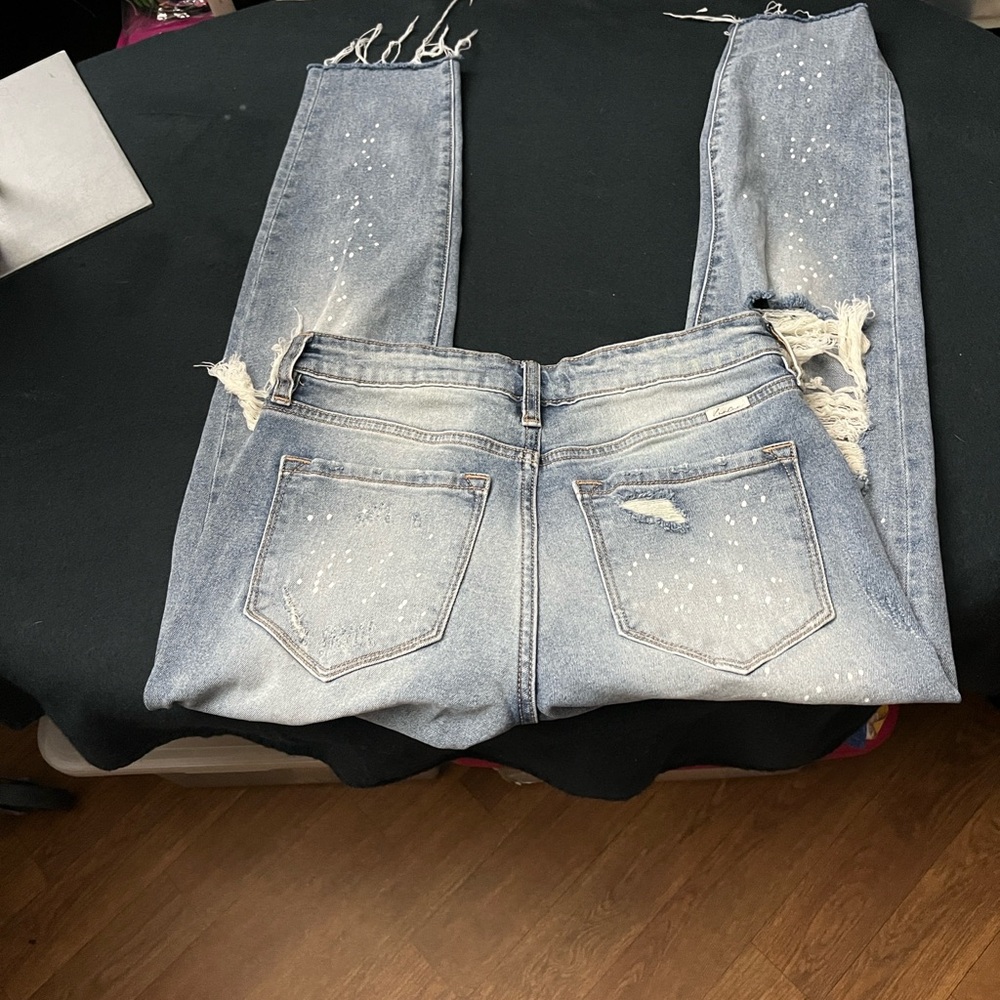 KanCan Faded Blue Ripped Cropped Jeans - Picture 2 of 7